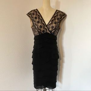 Adrianna Papell Black Lace Tiered dress. Size 4. NEVER WORN